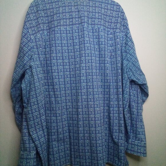 King Size Shirt 4XL Men Button Up Long Sleeve Pattern Green Blue - Picture 9 of 13
